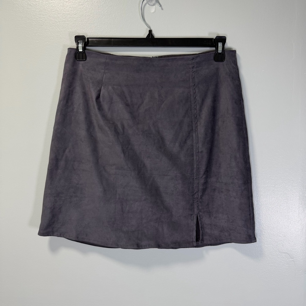 Gray Faux‎ Suede Women's Mini Skirt Sz Large Petite